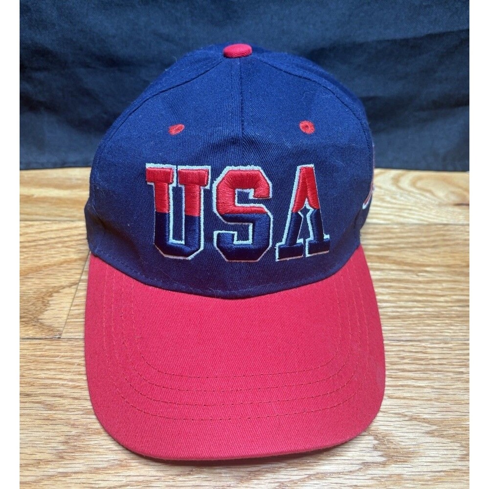 Team USA Basketball Dream Team Olympic Vintage Strap Back Hat Cap Blue Red OSFM